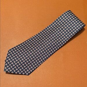 Ralph Lauren Blue and White Geometric Tie